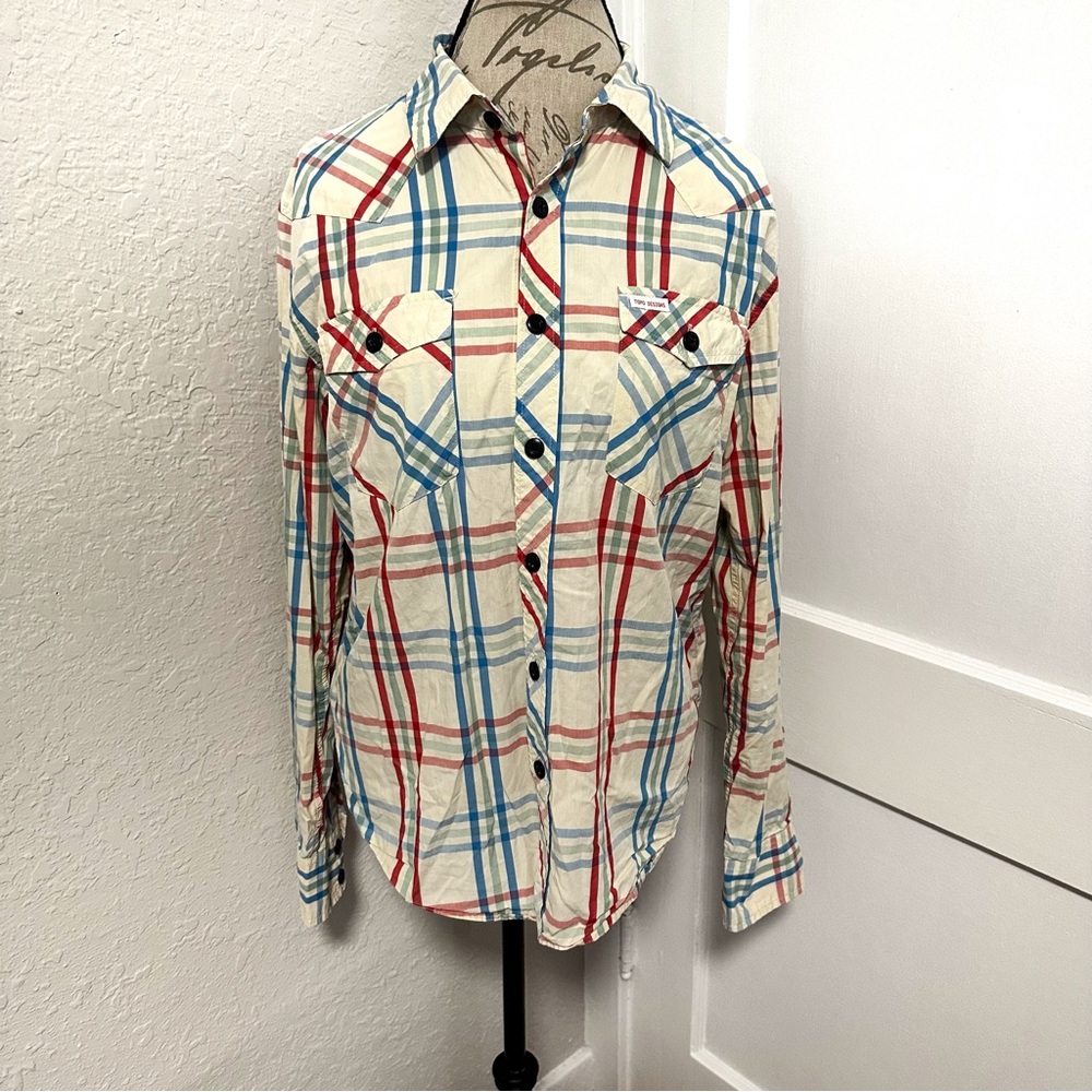 TOPO Designs Mens Button Up Plaid Long Sleeve Shirt